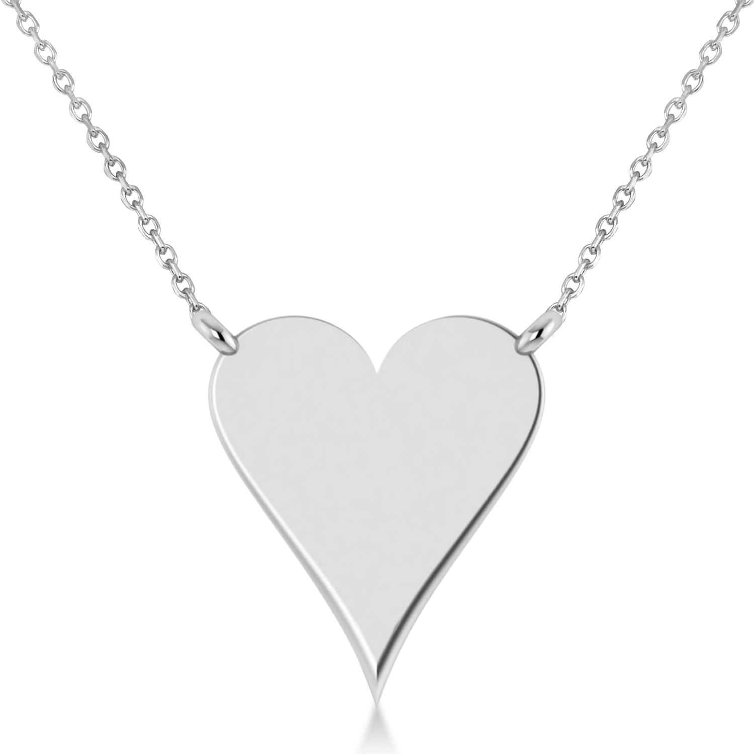 Geometric Heart-Shape Pendant Necklace 14k White Gold