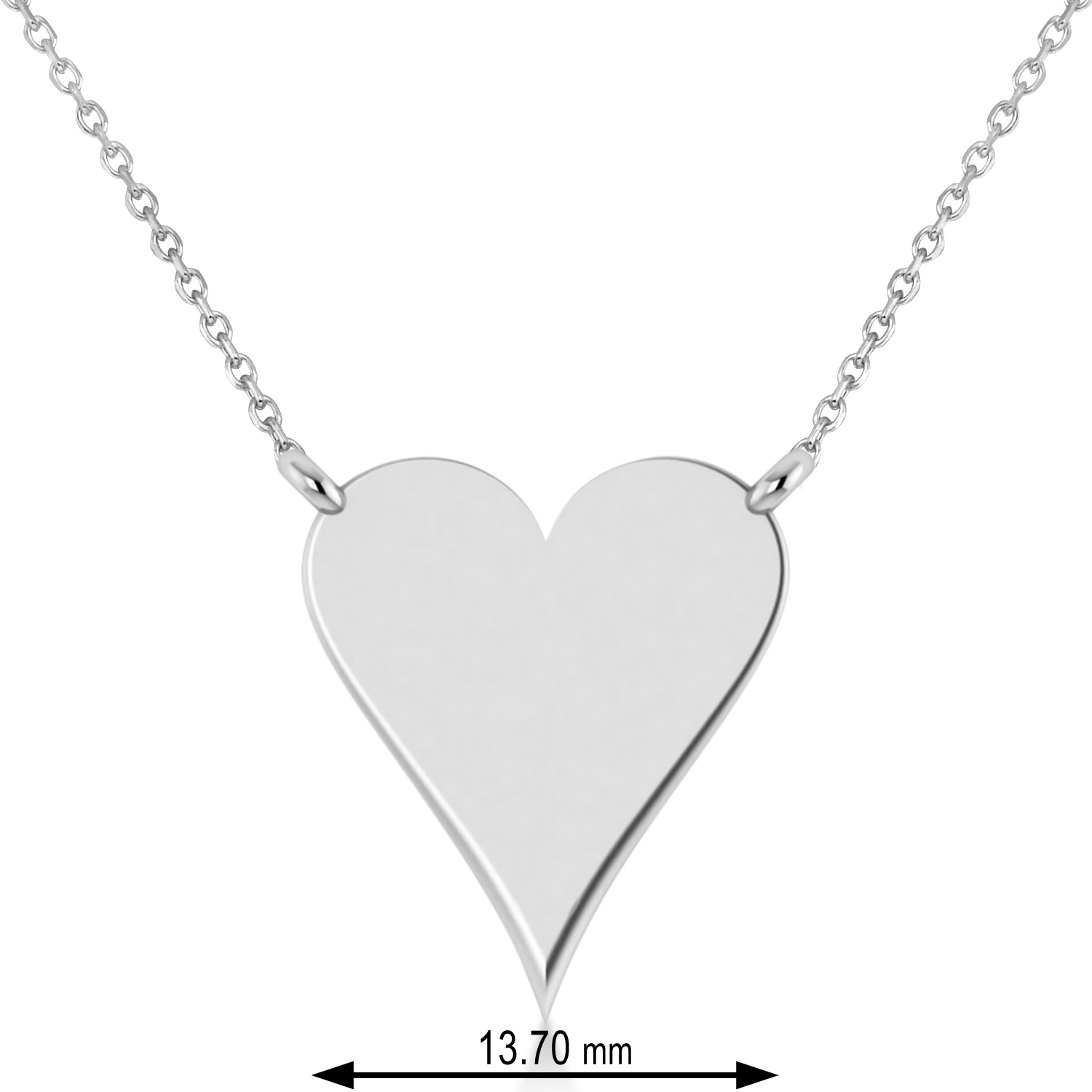 Geometric Heart-Shape Pendant Necklace 14k White Gold