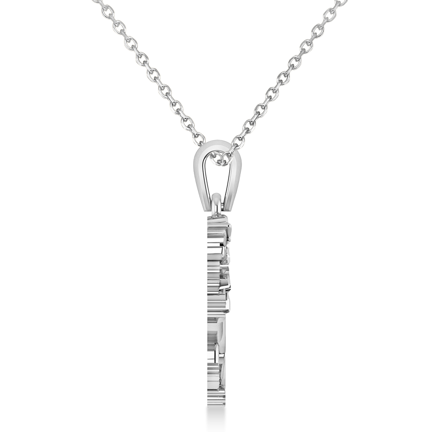 Roaring Lion Charm Pendant Necklace 14k White Gold