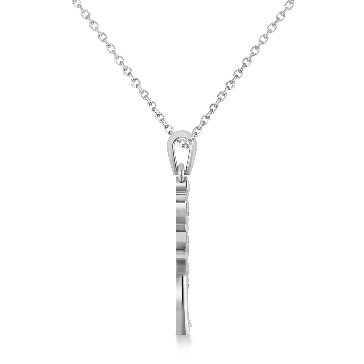 Diamond Family Tree Of Life Charm Pendant Necklace 14k White Gold (0.11 ct)