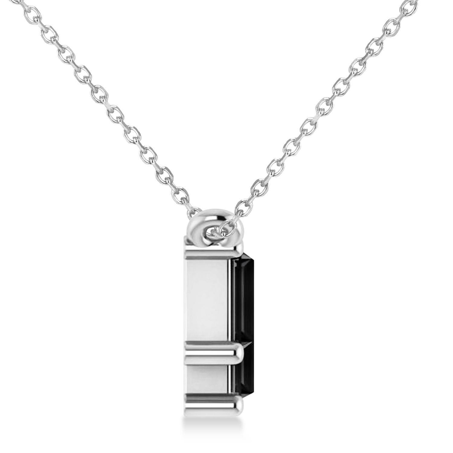 Bar Black Diamond & Diamond Baguette Necklace 14k White Gold (2.10 ctw)