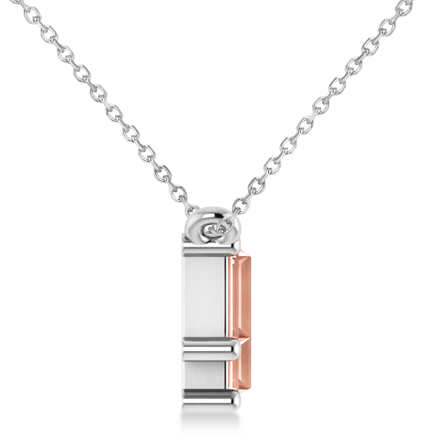Bar Morganite & Diamond Baguette Necklace 14k White Gold (3.10 ctw)
