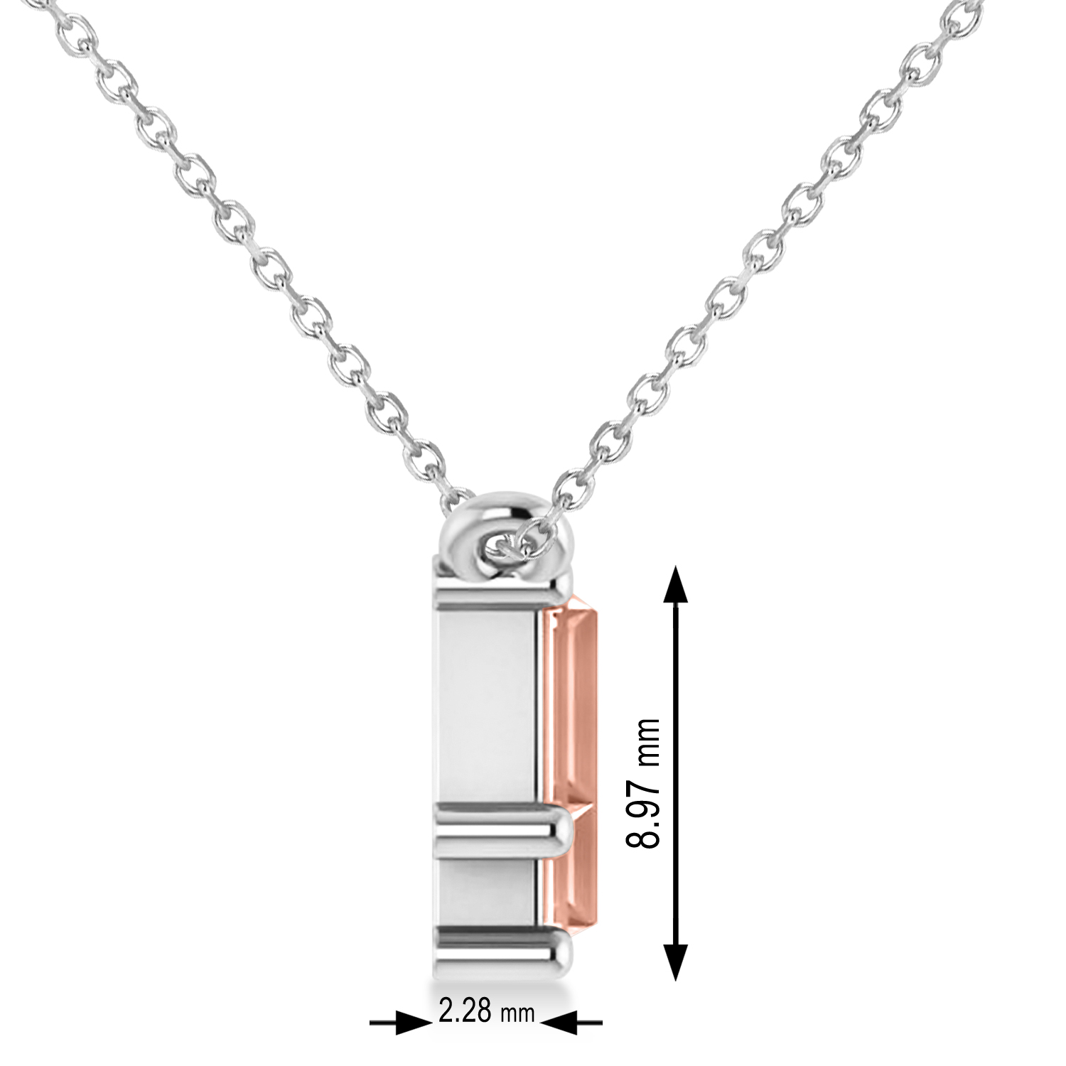 Bar Morganite & Diamond Baguette Necklace 14k White Gold (3.10 ctw)