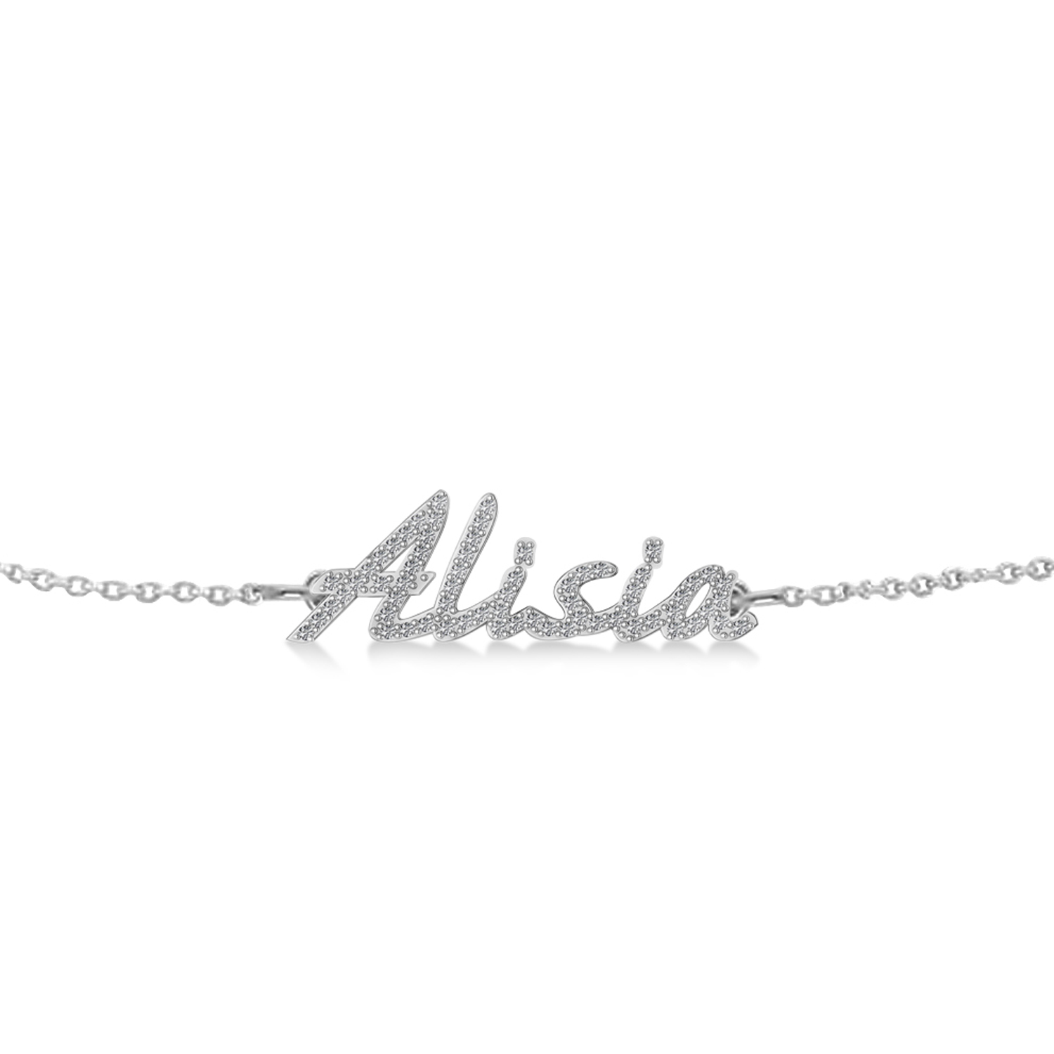 Personalized Diamond Name Bracelet 14k White Gold