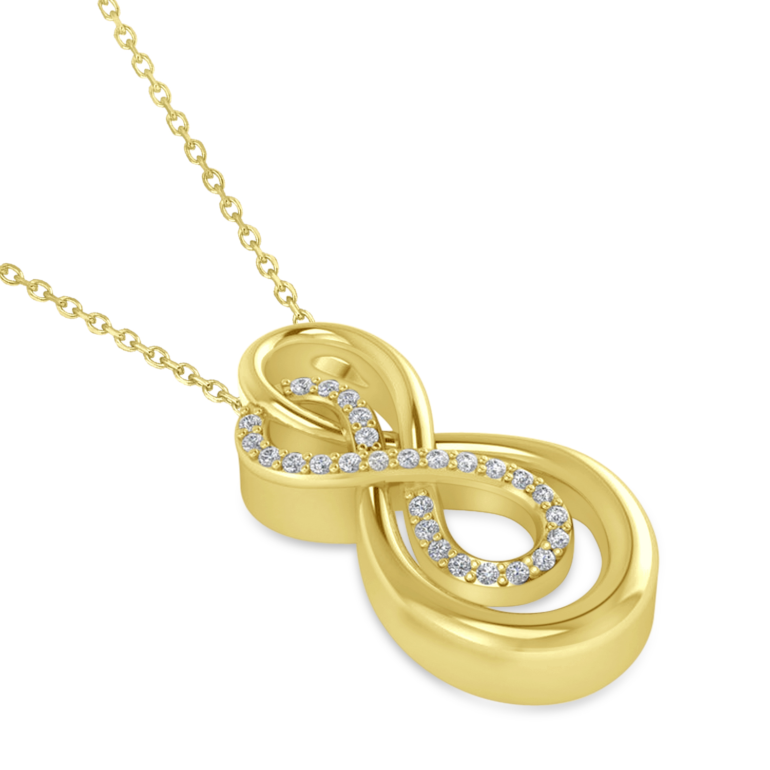 Diamond Double Infinity Pendant 14k Yellow Gold (0.14 ctw)