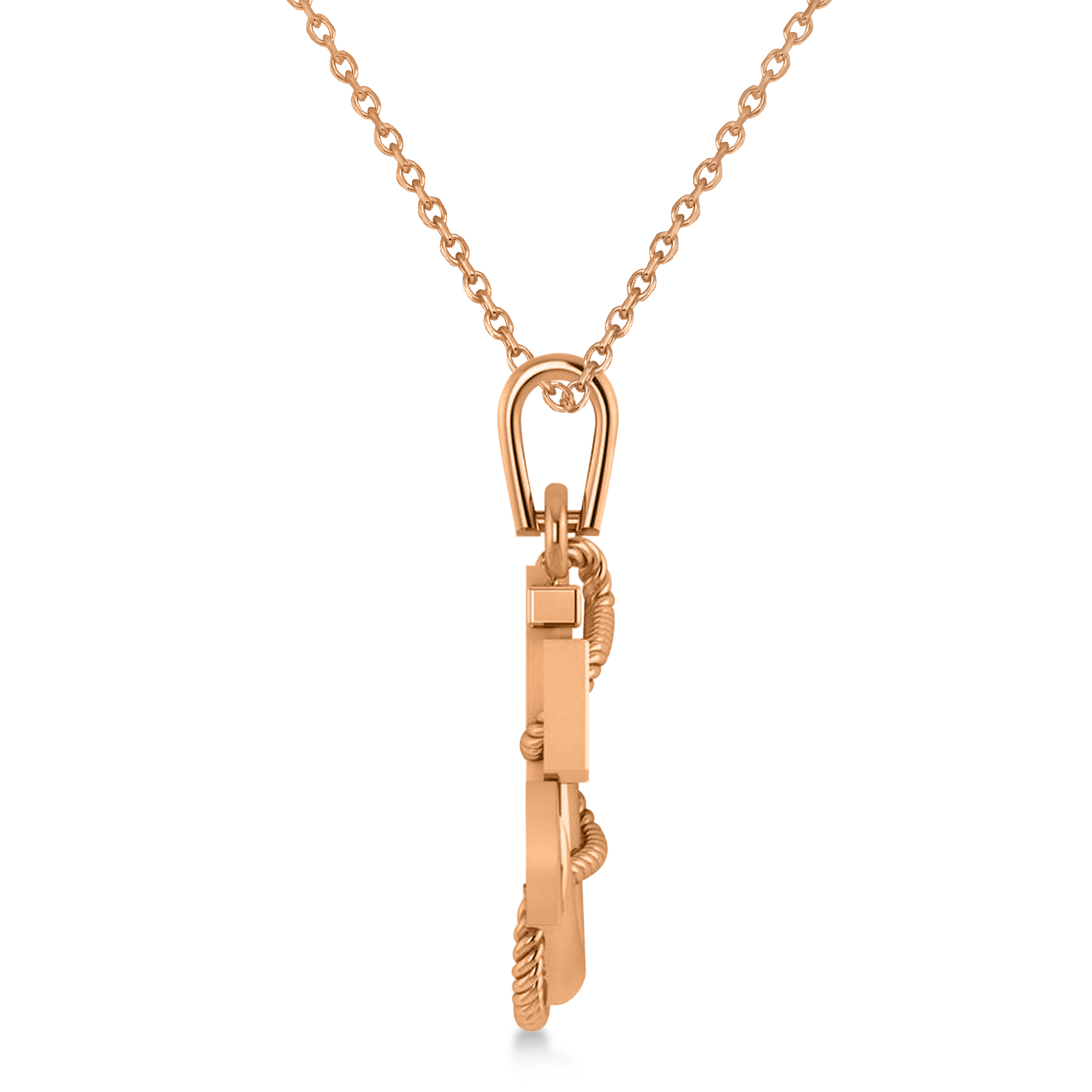 Men's United States Navy Anchor Pendant Necklace 14k Rose Gold