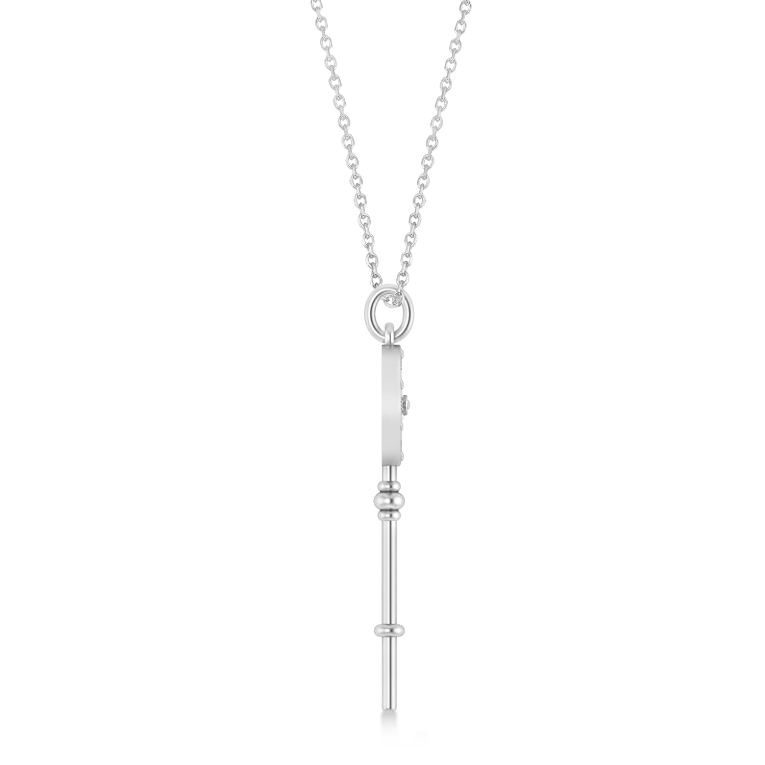 Diamond Compass Key Pendant 14k White Gold (0.08 ctw)