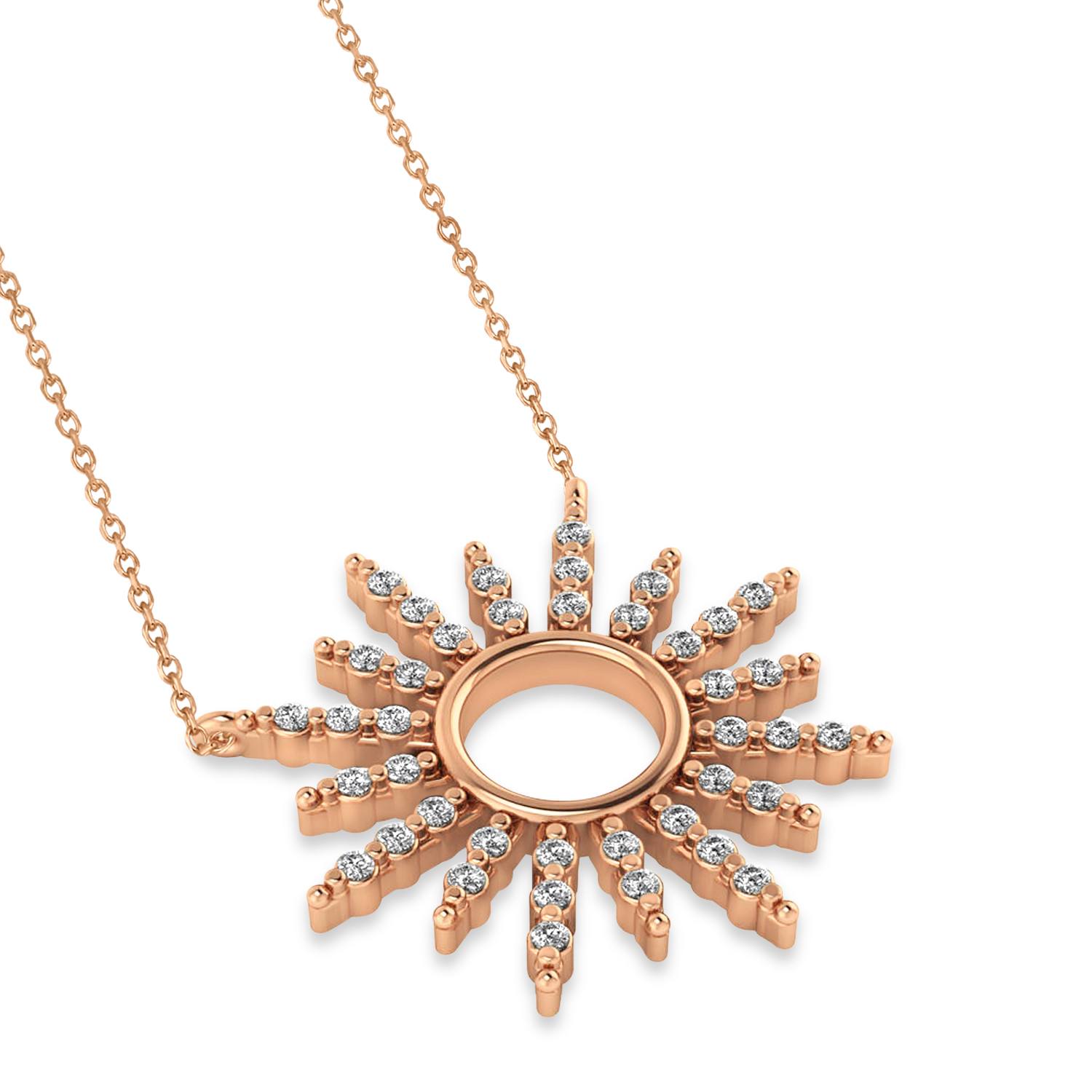 Diamond Sun Pendant Necklace 14k Rose Gold (0.56ct)