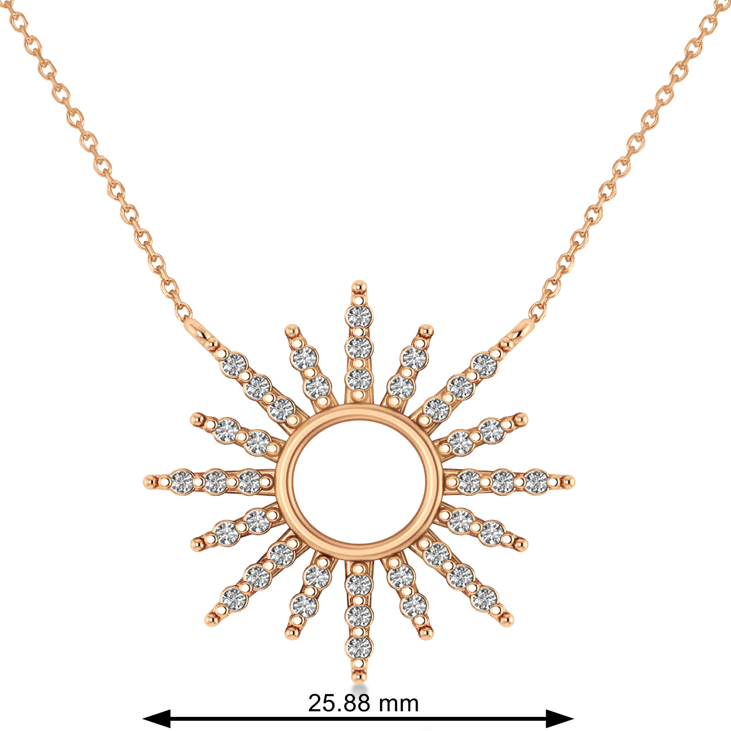 Diamond Sun Pendant Necklace 14k Rose Gold (0.56ct)