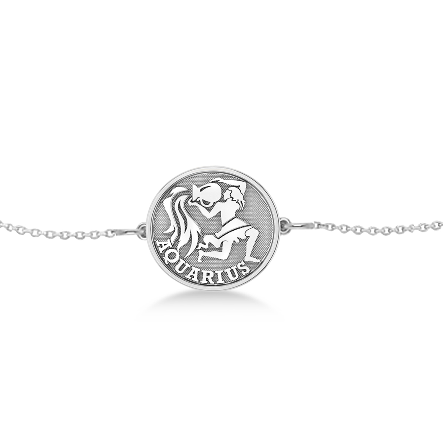 Aquarius Coin Zodiac Bracelet 14k White Gold