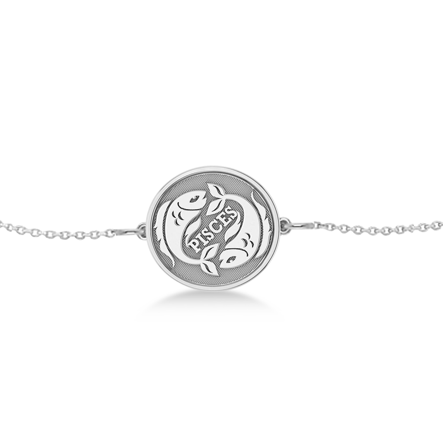 Pisces Coin Zodiac Bracelet 14k White Gold