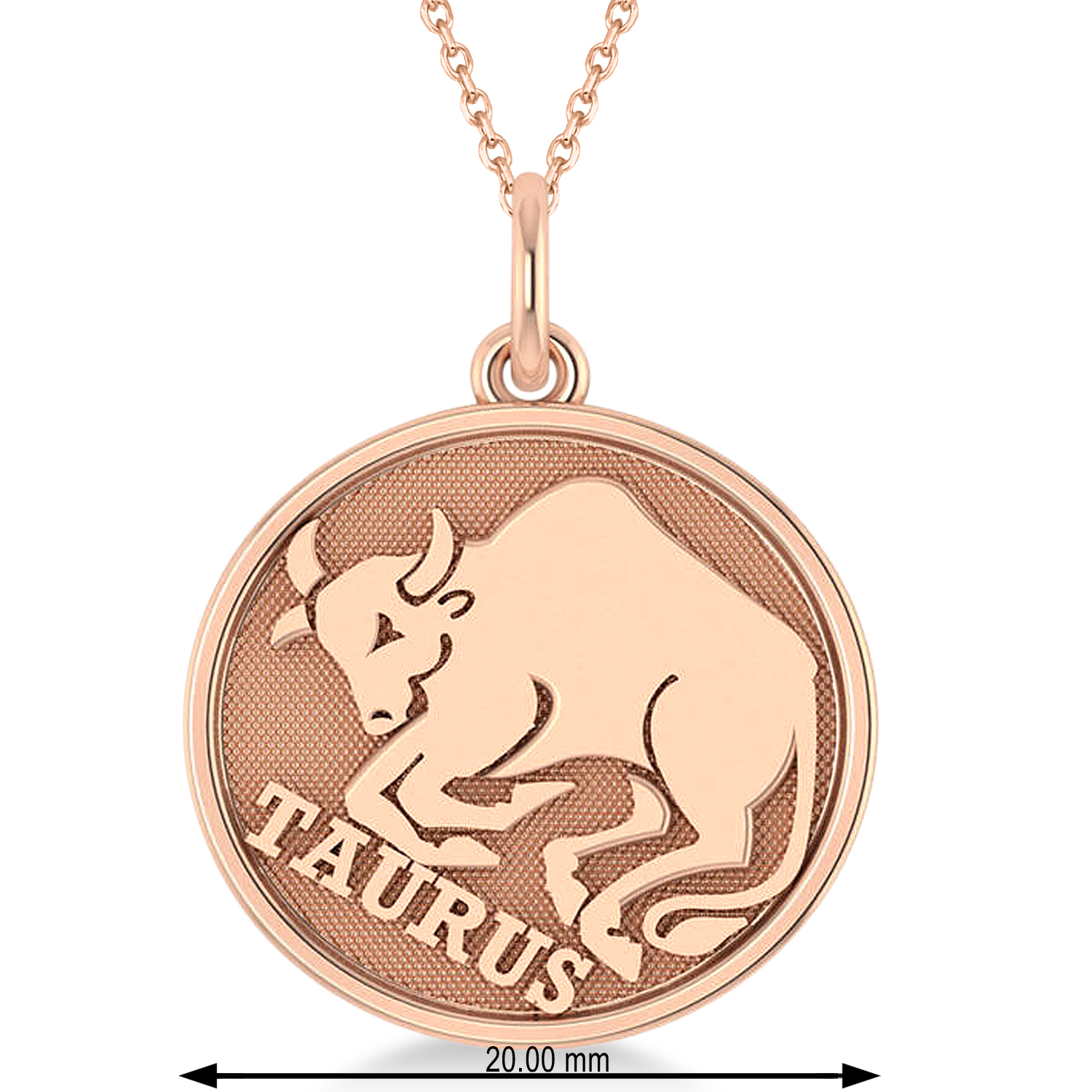 Taurus Coin Zodiac Pendant Necklace 14k Rose Gold