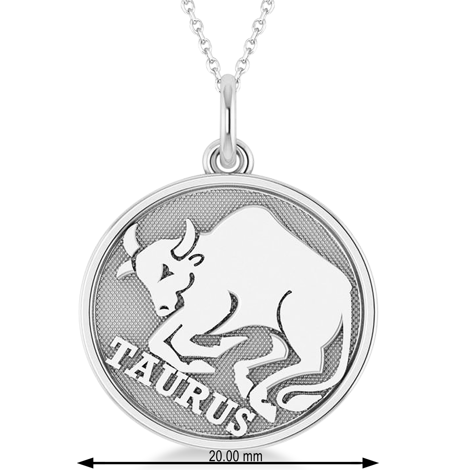 Taurus Coin Zodiac Pendant Necklace 14k White Gold