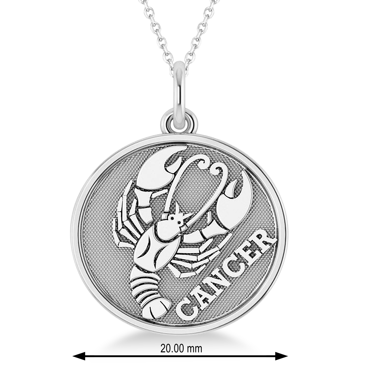 Cancer Coin Zodiac Pendant Necklace 14k White Gold AZ3305