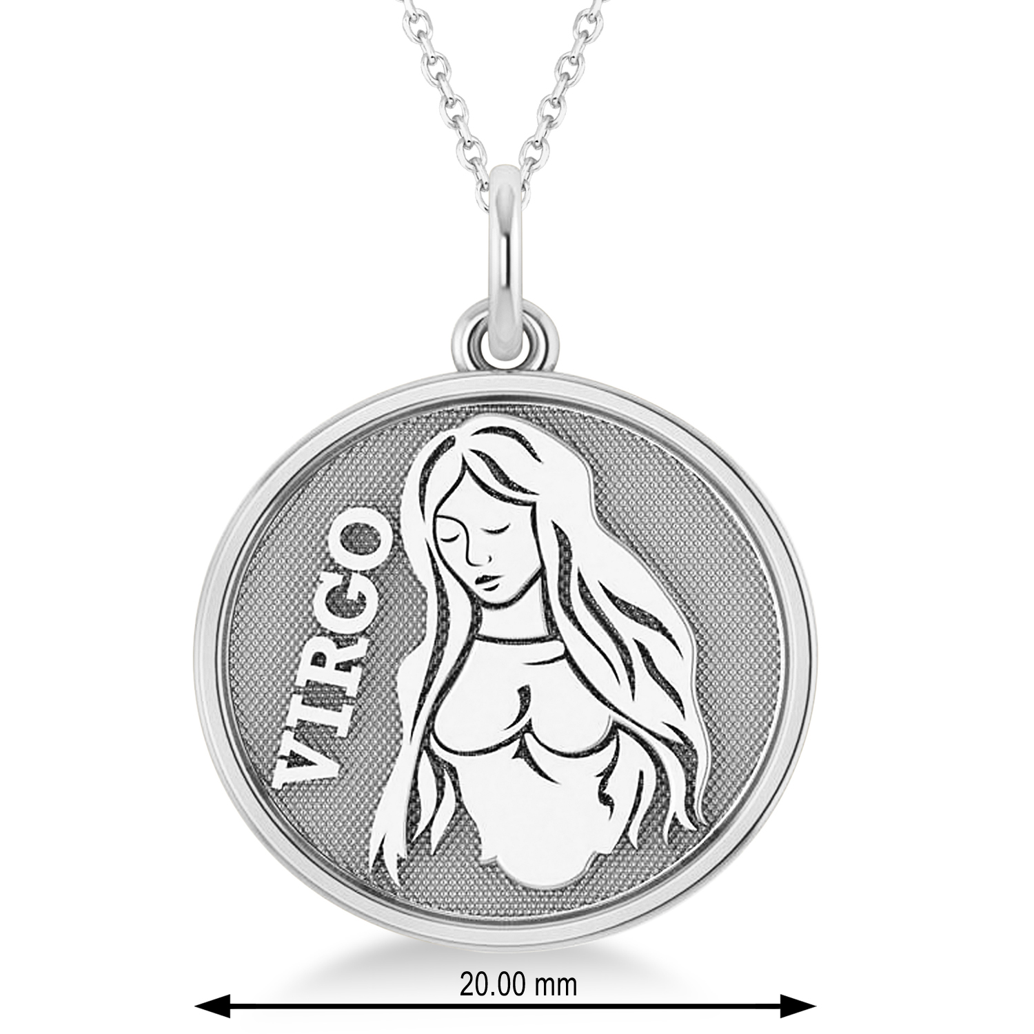 Virgo Coin Zodiac Pendant Necklace 14k White Gold