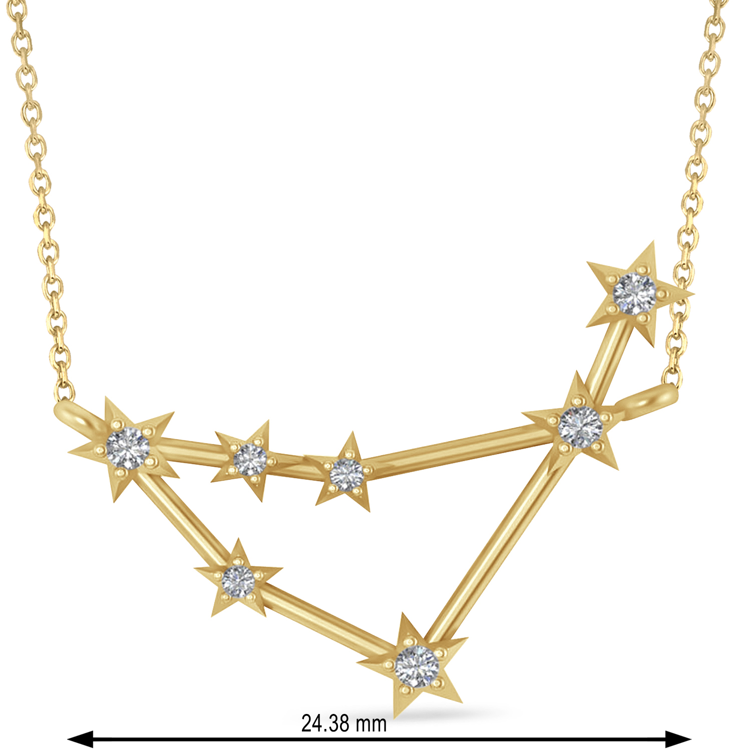 Diamond Capricorn Zodiac Constellation Star Necklace 14k Yellow Gold (0.11ct)