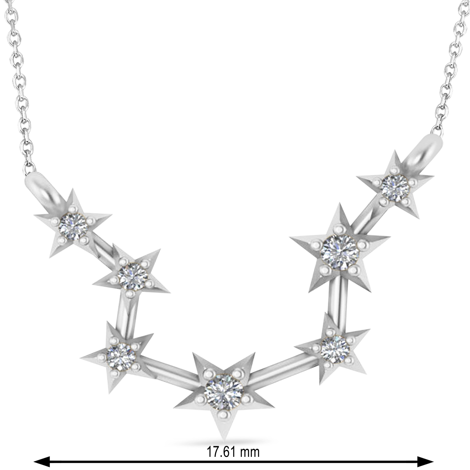 Diamond Aquarius Zodiac Constellation Star Necklace 14k White Gold (0.09ct)