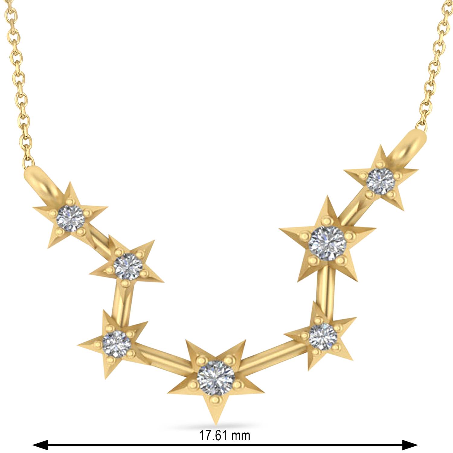 Diamond Aquarius Zodiac Constellation Star Necklace 14k Yellow Gold (0.09ct)