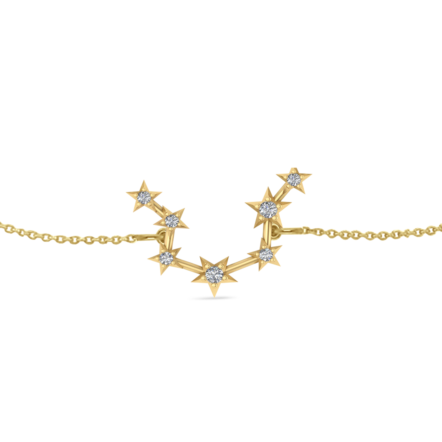 Diamond Aquarius Zodiac Constellation Star Bracelet 14k Yellow Gold (0.09ct)