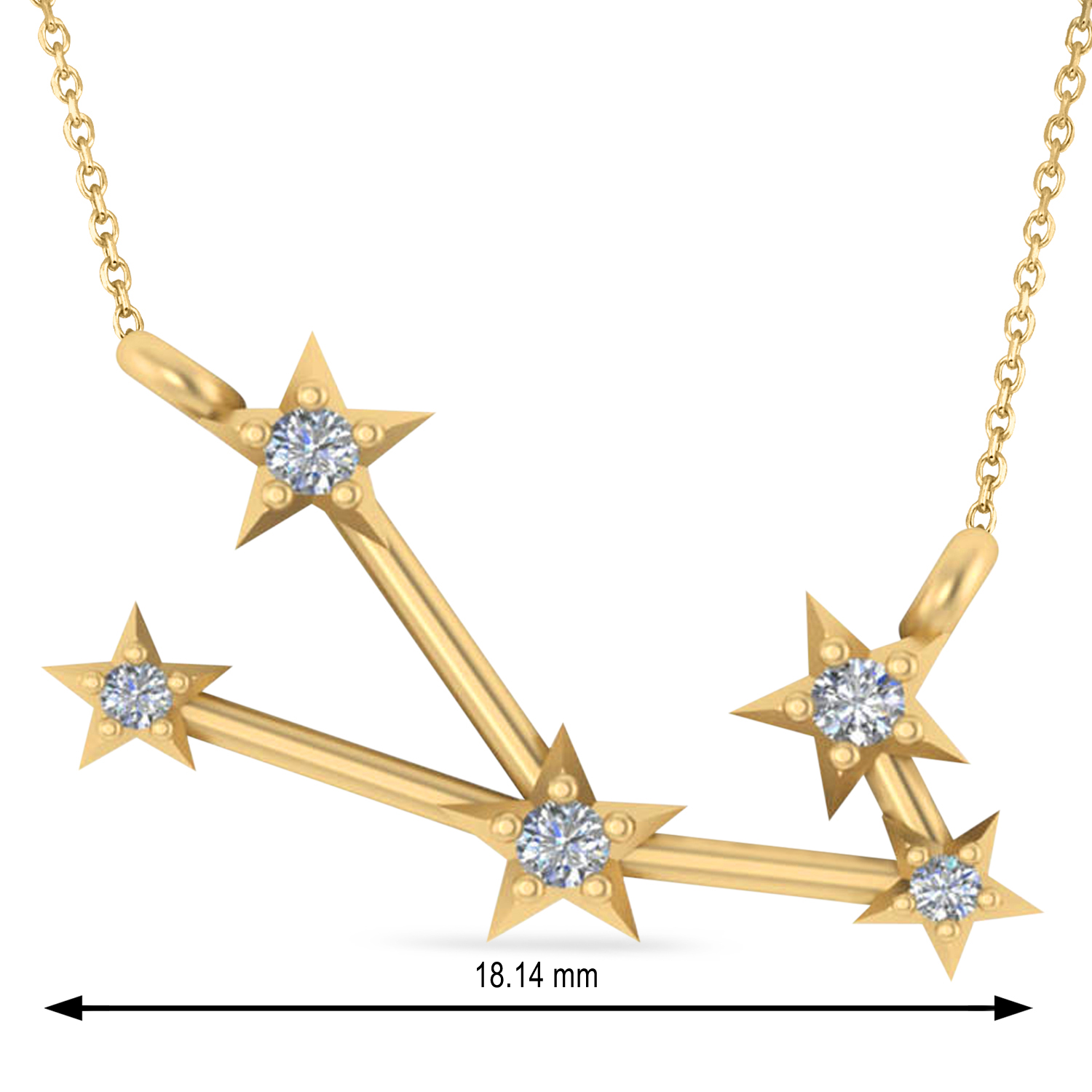 Diamond Taurus Zodiac Constellation Star Necklace 14k Yellow Gold (0.07ct)