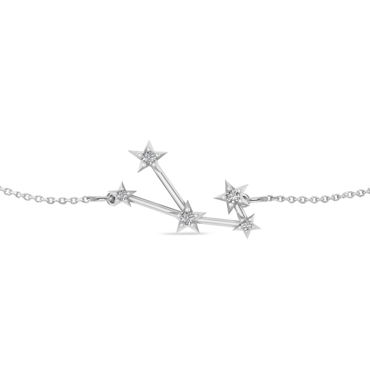 Diamond Taurus Zodiac Constellation Star Bracelet 14k White Gold (0.07ct)