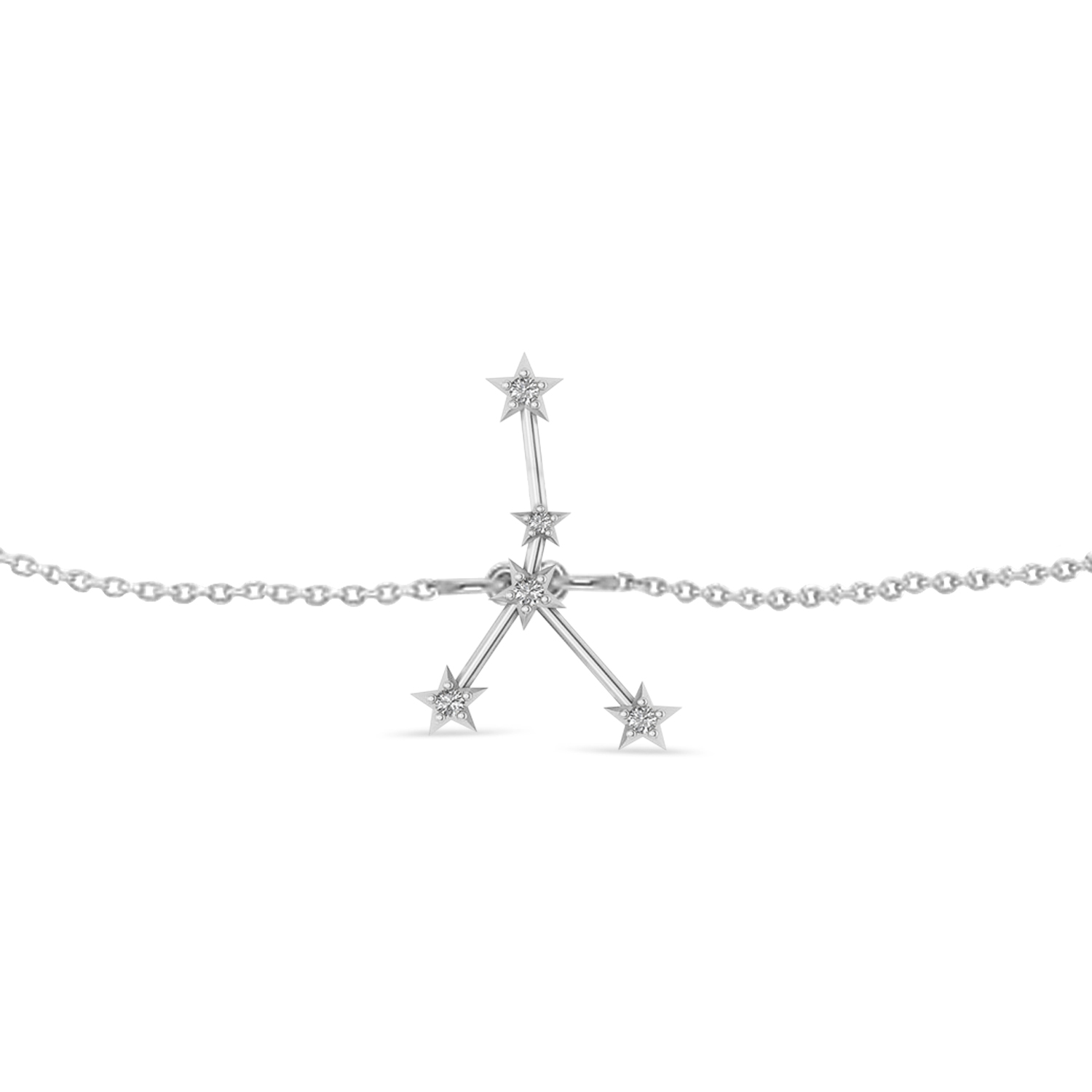 Diamond Cancer Zodiac Constellation Star Bracelet 14k White Gold (0.09ct)