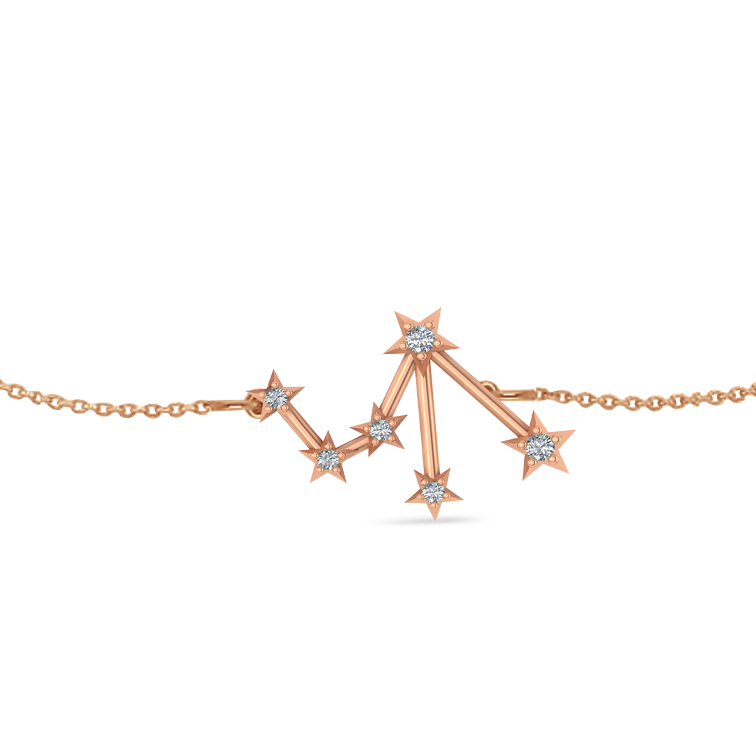 Diamond Libra Zodiac Constellation Star Bracelet 14k Rose Gold (0.08ct)