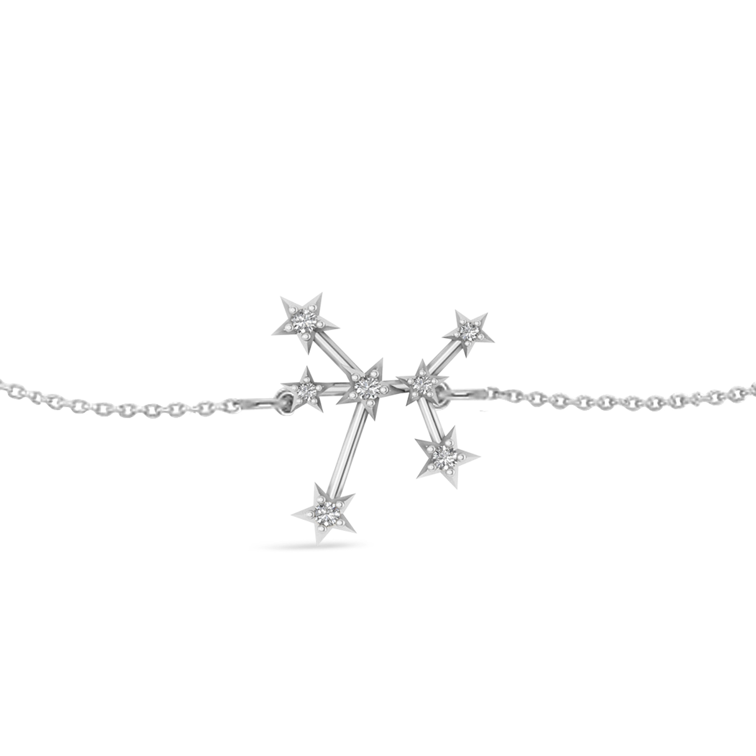 Diamond Sagittarius Zodiac Constellation Star Bracelet 14k White Gold (0.11ct)