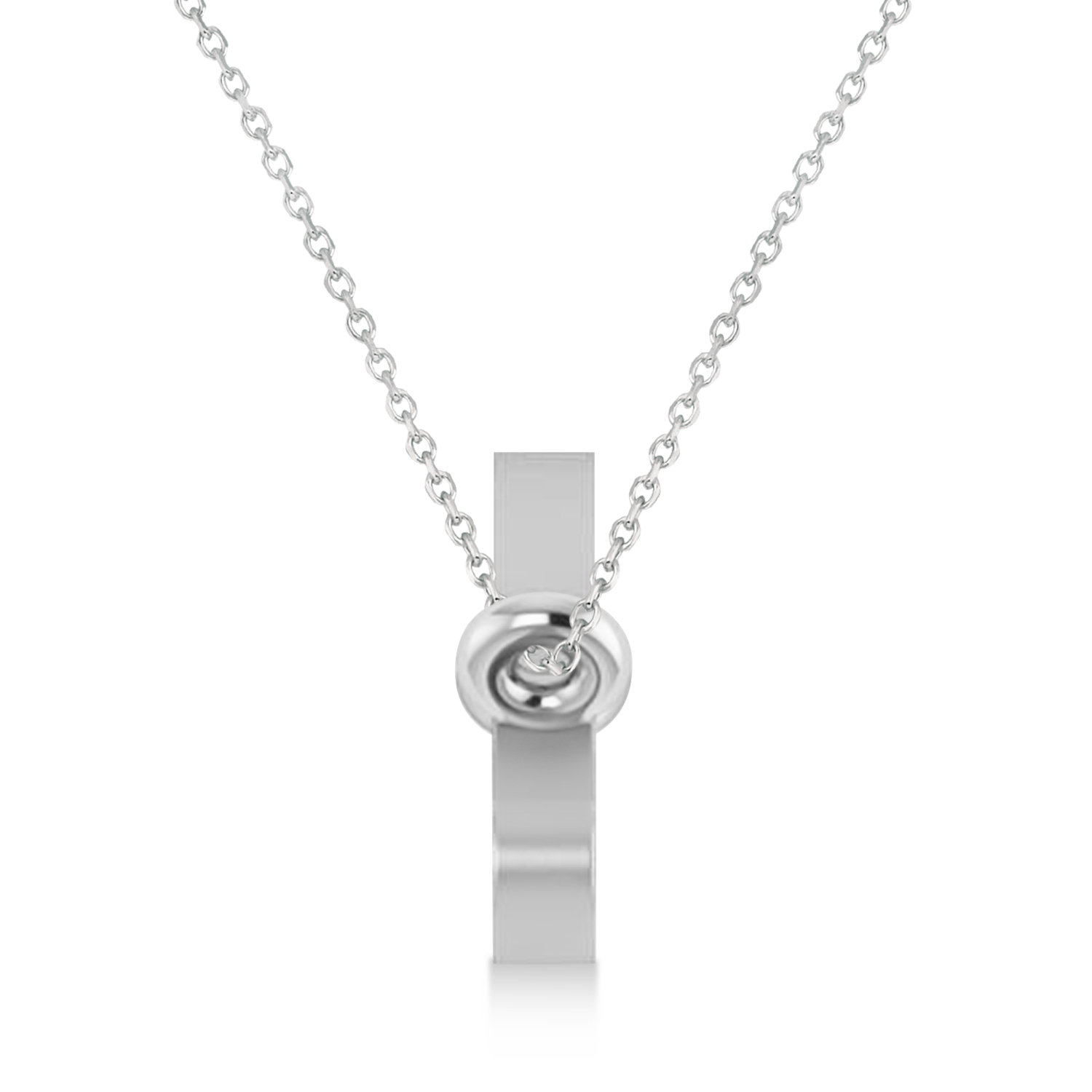 Aries Zodiac Text Pendant Necklace 14k White Gold