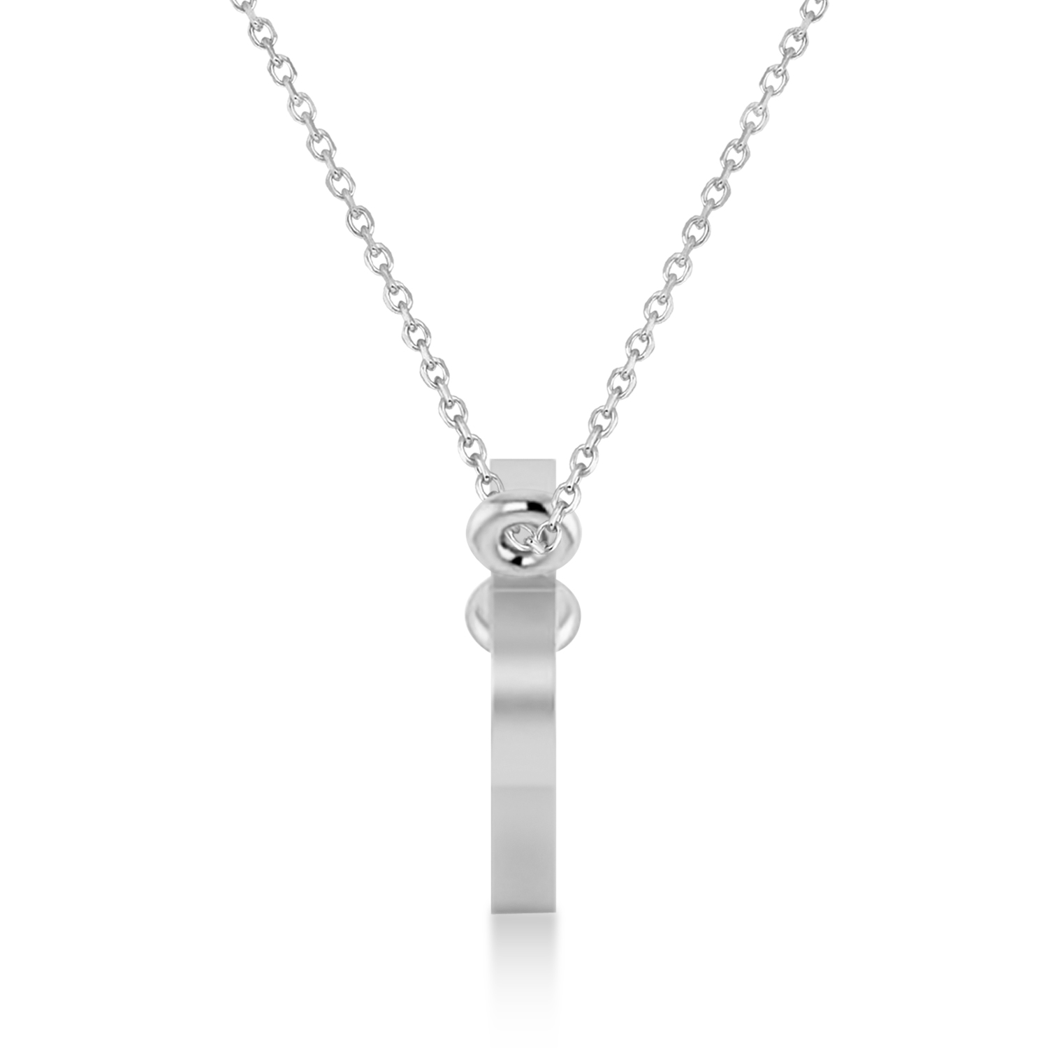 Capricorn Zodiac Text Pendant Necklace 14k White Gold
