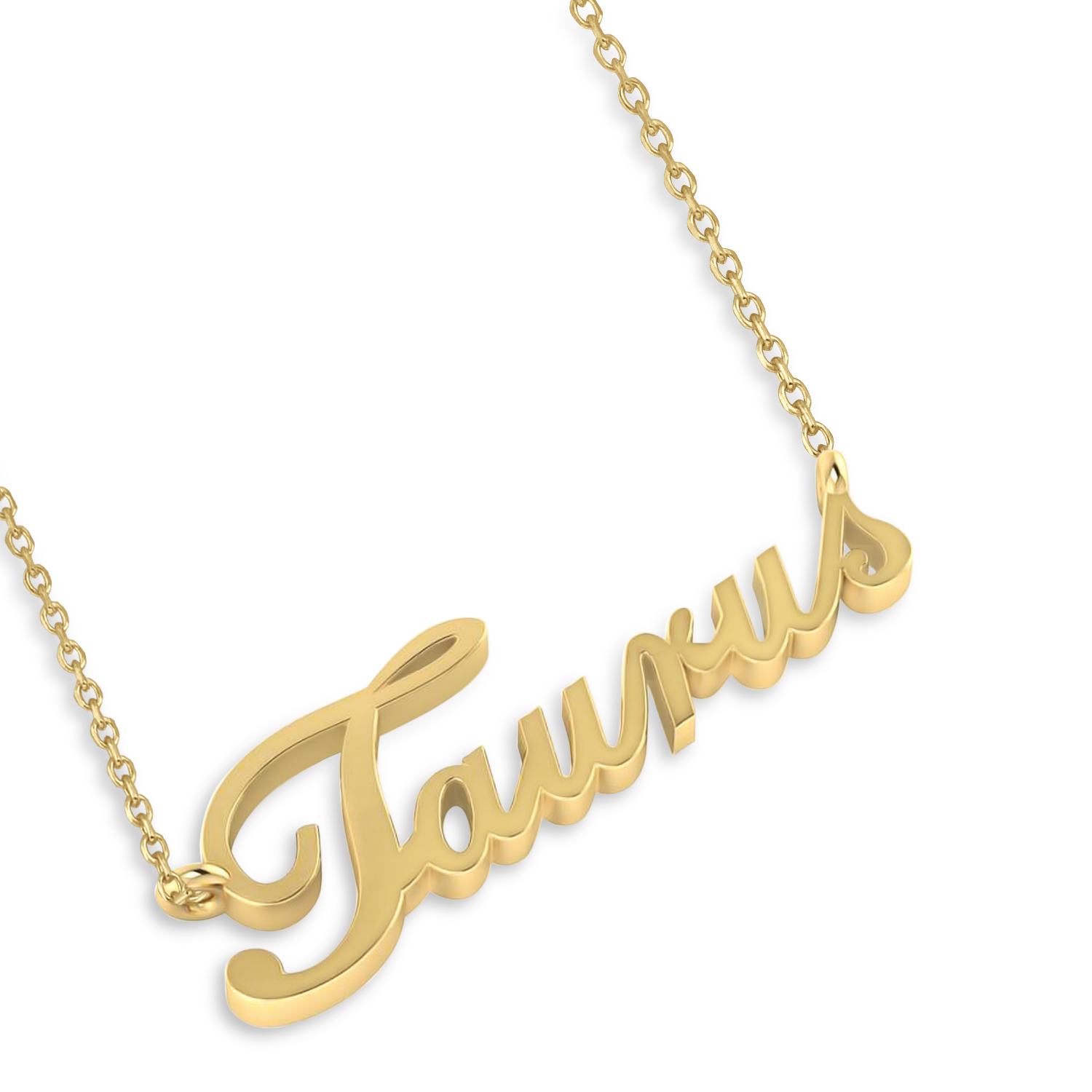 Taurus Zodiac Text Pendant Necklace 14k Yellow Gold