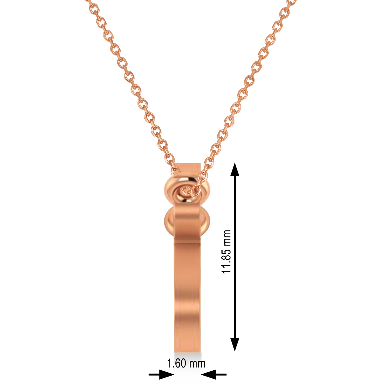 Gemini Zodiac Text Pendant Necklace 14k Rose Gold