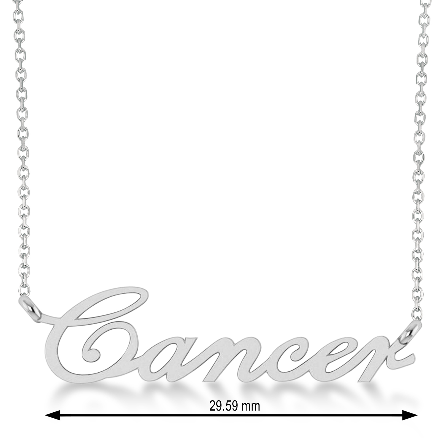 Cancer Zodiac Text Pendant Necklace 14k White Gold