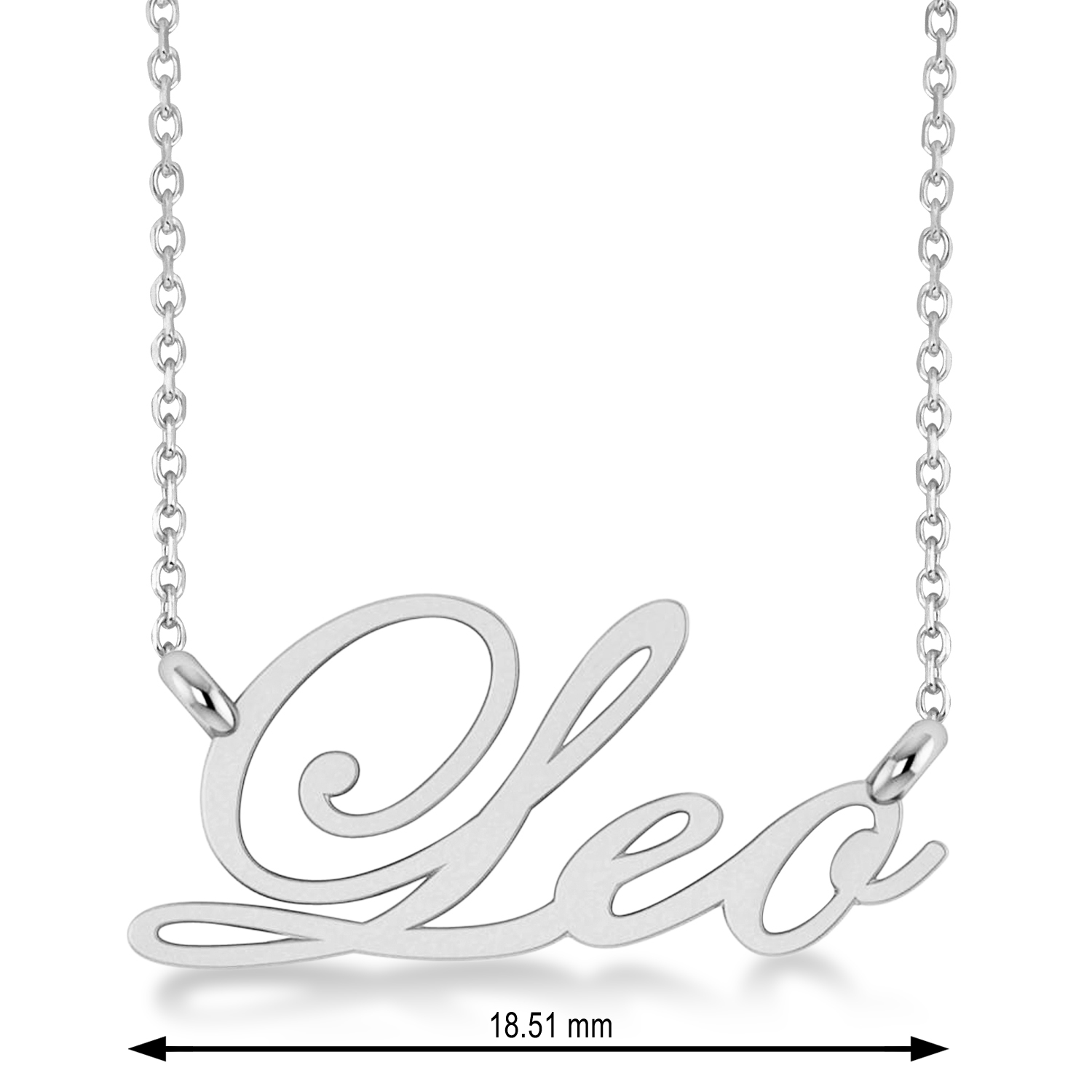 Leo Zodiac Text Pendant Necklace 14k White Gold