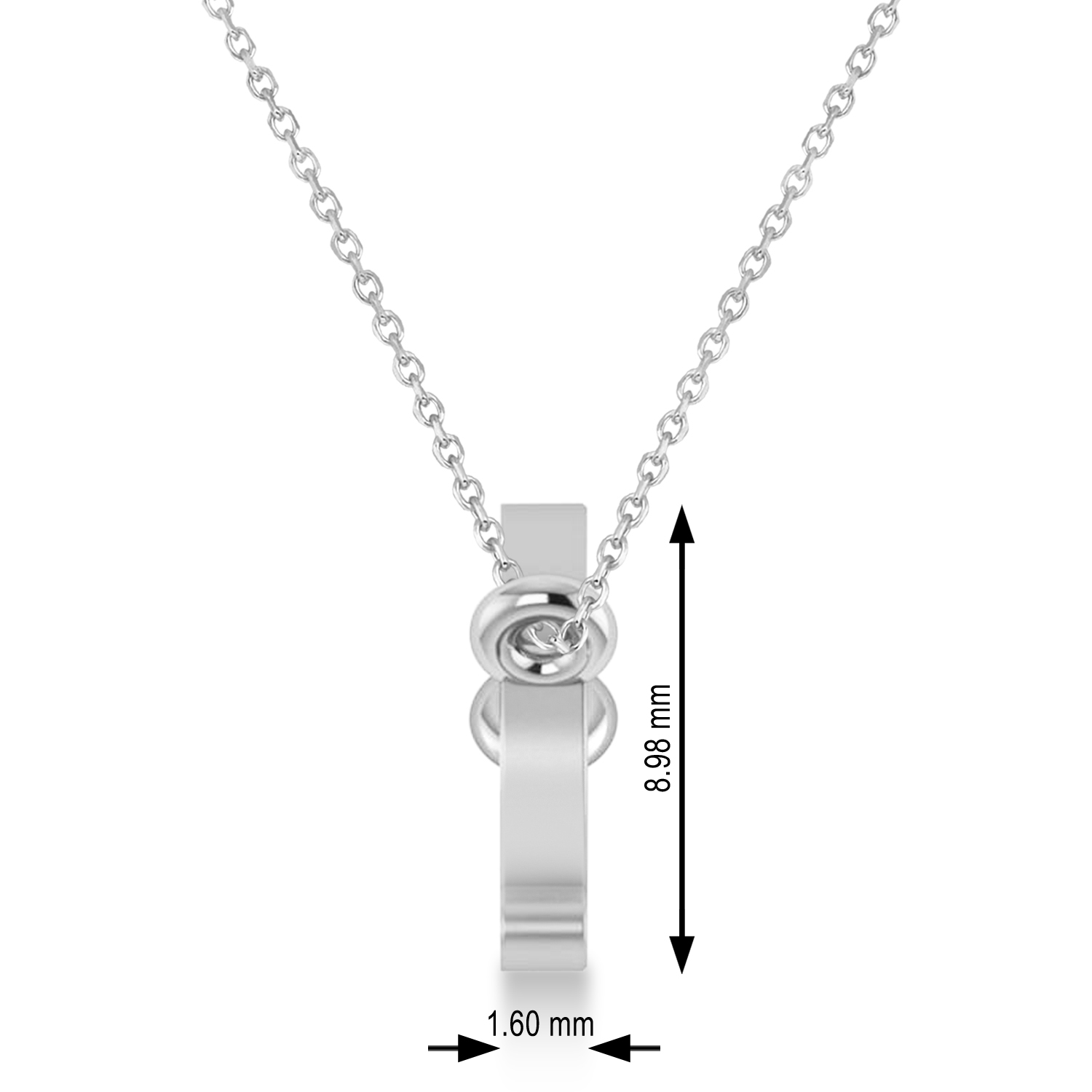 Leo Zodiac Text Pendant Necklace 14k White Gold