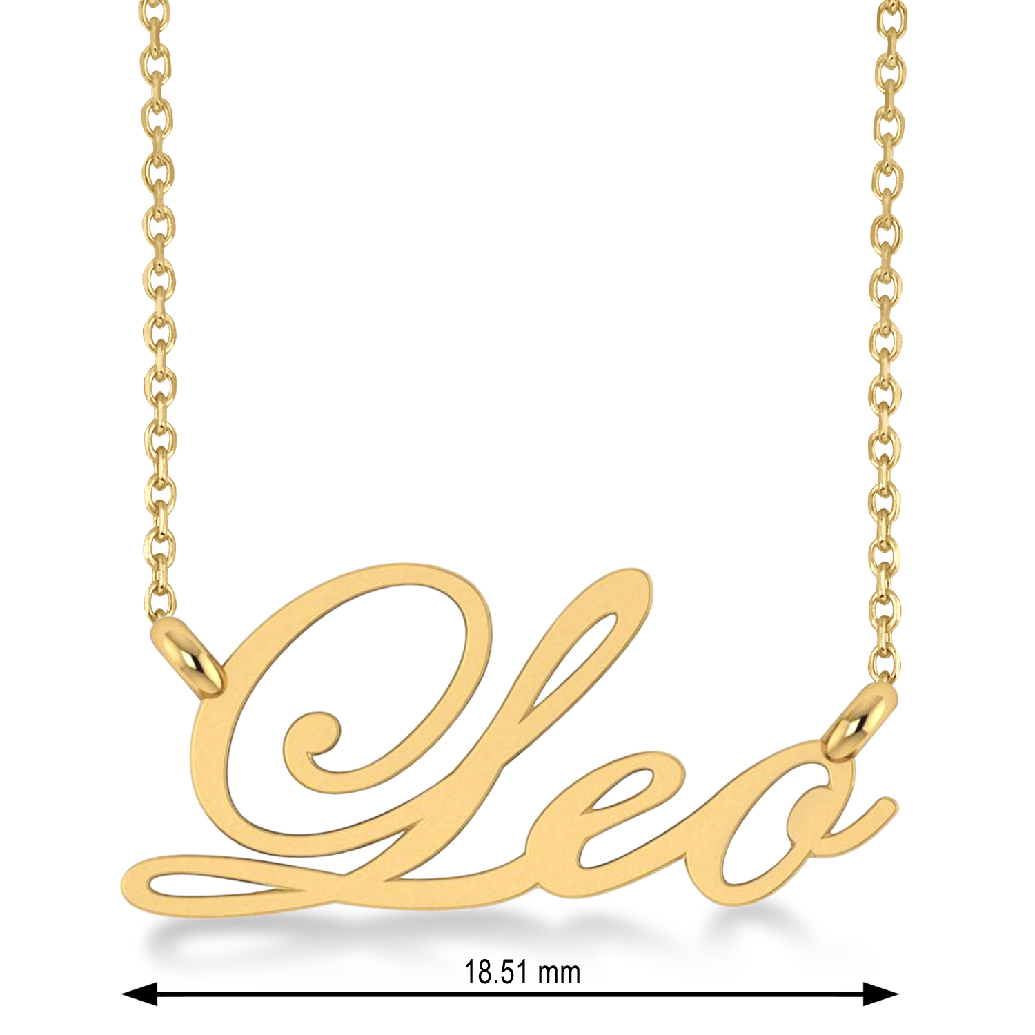 Leo Zodiac Text Pendant Necklace 14k Yellow Gold