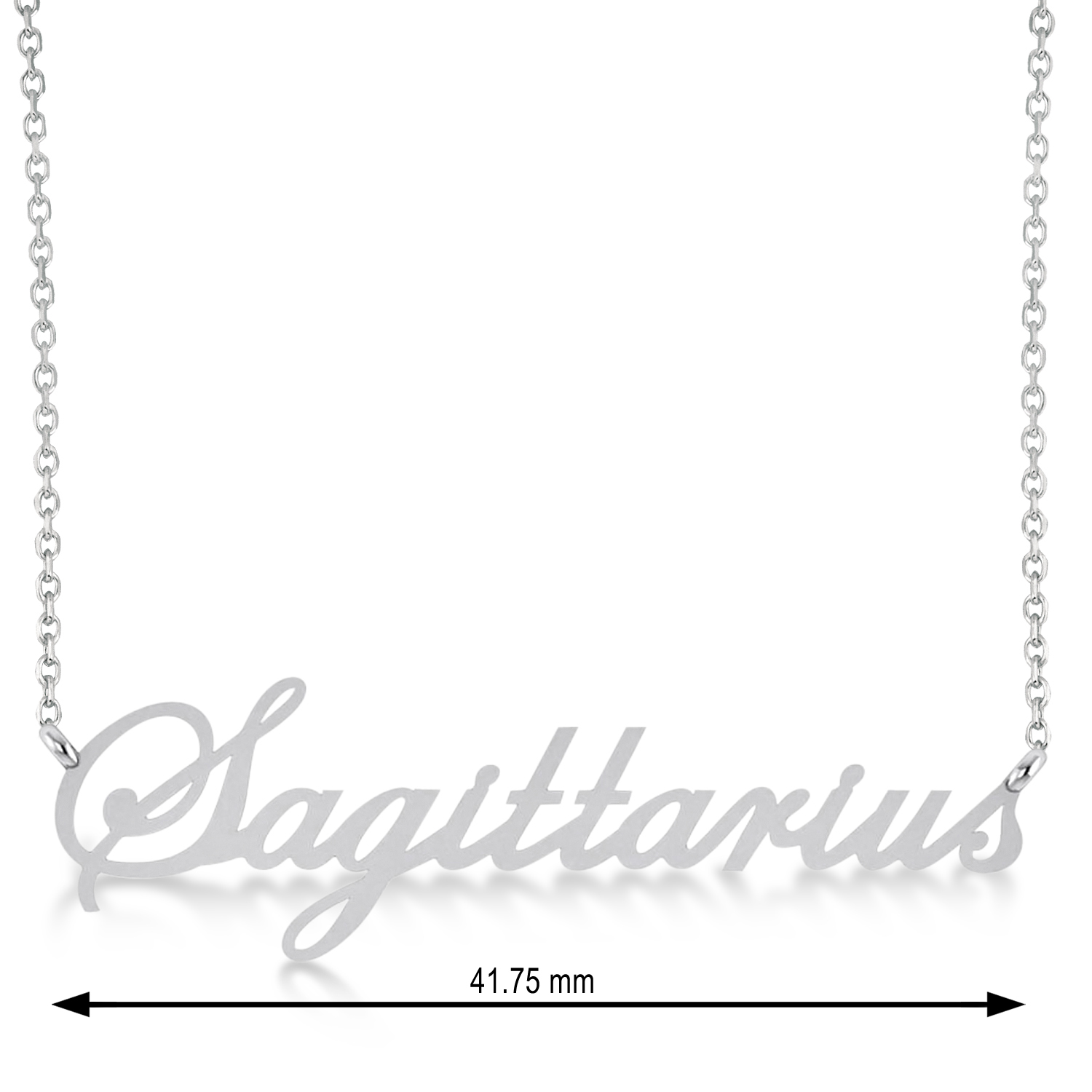 Sagittarius Zodiac Text Pendant Necklace 14k White Gold
