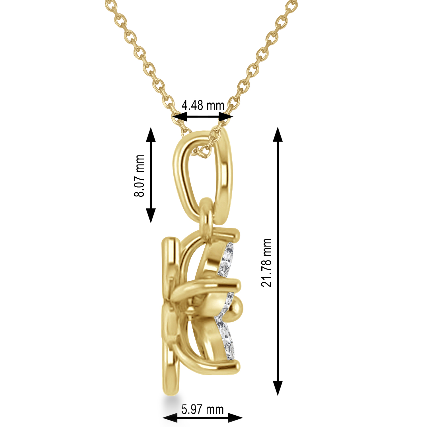 Diamond Double Layered 5-Petal Necklace 14k Yellow Gold (1.00ct)