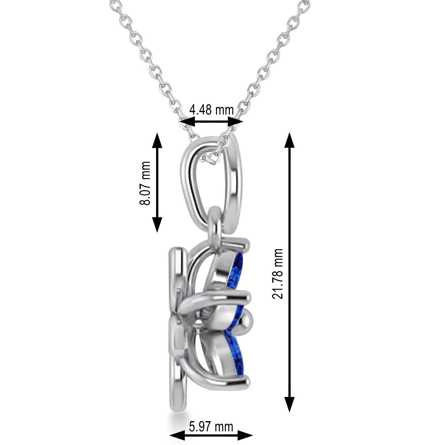 Blue Sapphire Double Layered 5-Petal Necklace 14k White Gold (1.20ct)