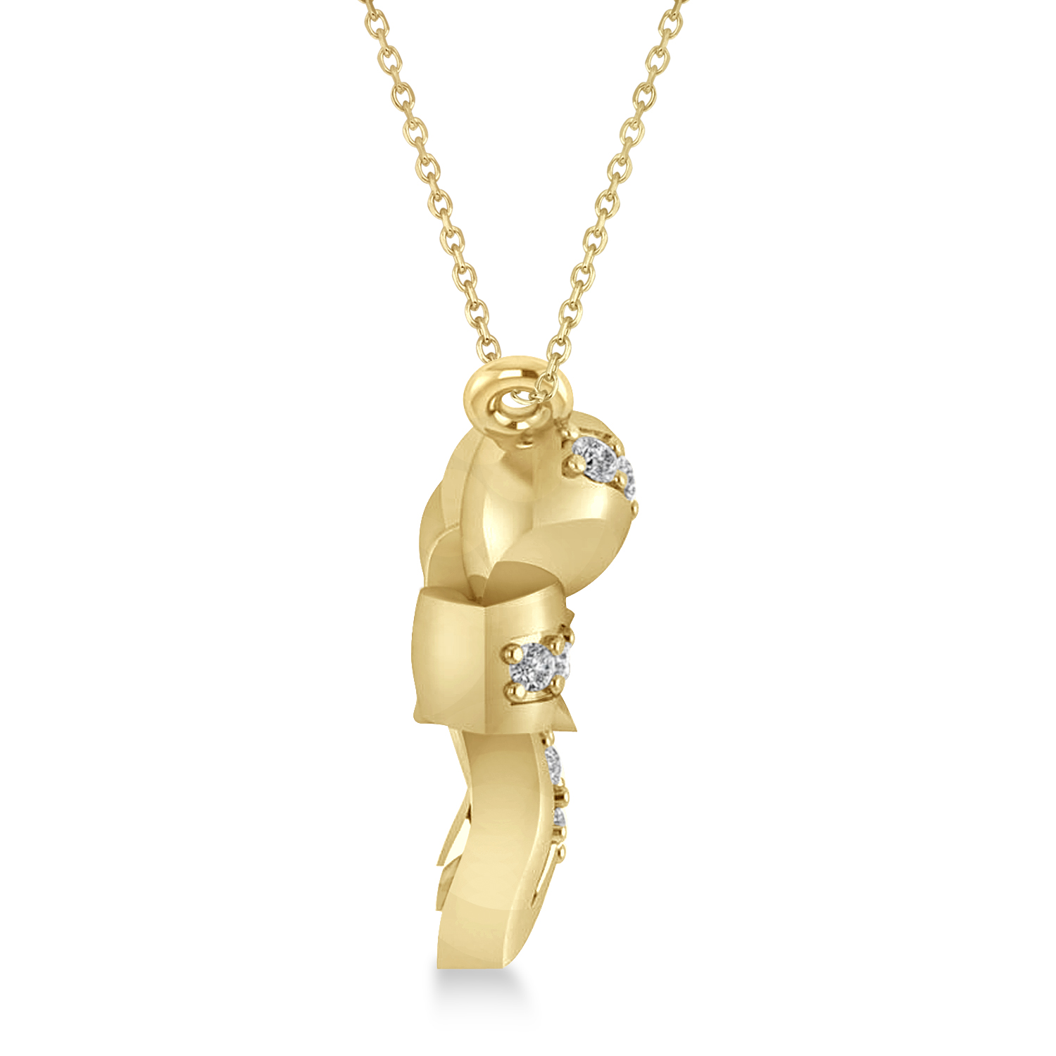 ★HAS★ HDM019 Long bow ribbon necklace Gold Plated Bow Necklace - Bow Jewelry - Cubic Zirconia