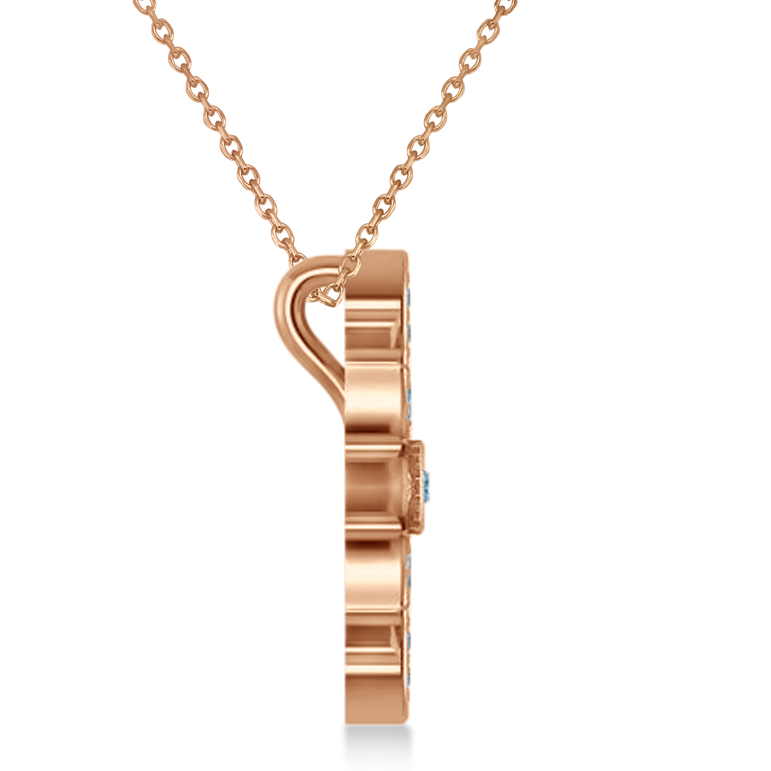 Blue & White Diamond Snowflake Necklace 14k Rose Gold (0.29ct)