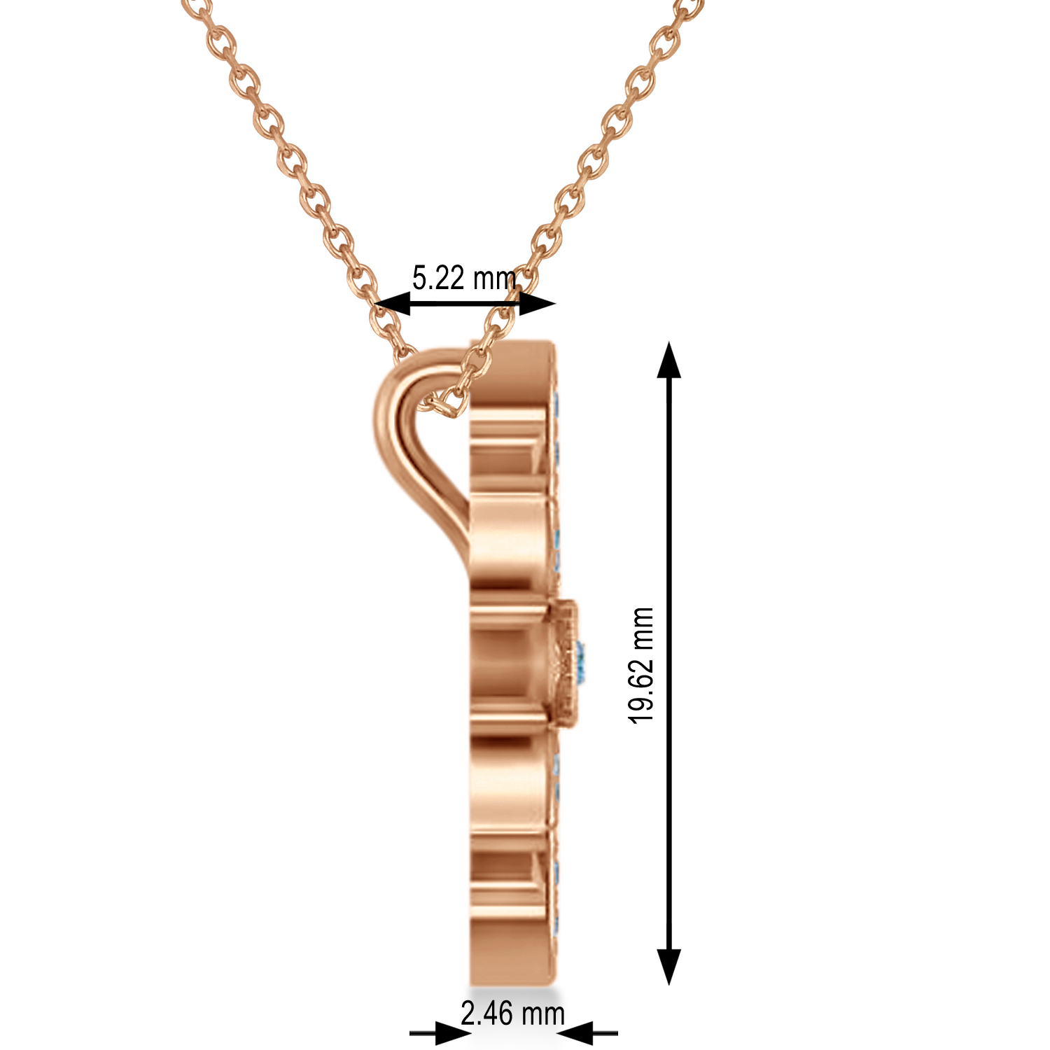 Blue & White Diamond Snowflake Necklace 14k Rose Gold (0.29ct)