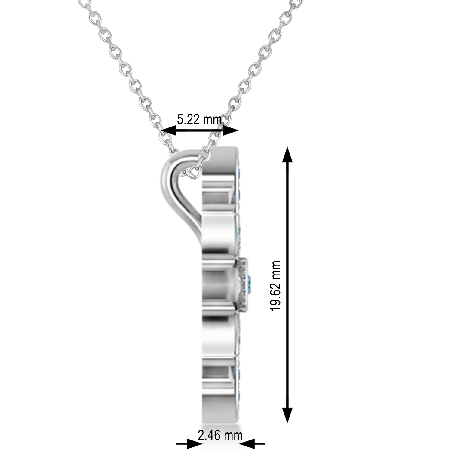 Blue & White Diamond Snowflake Necklace 14k White Gold (0.29ct)