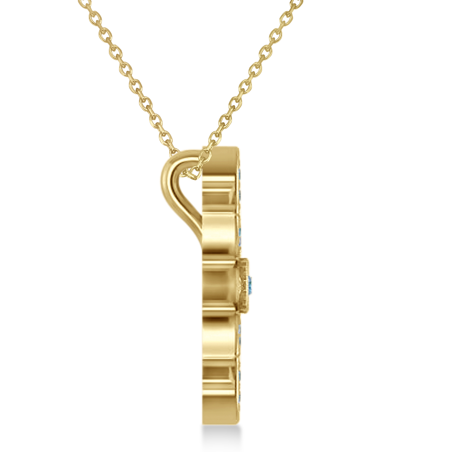 Blue & White Diamond Snowflake Necklace 14k Yellow Gold (0.29ct)