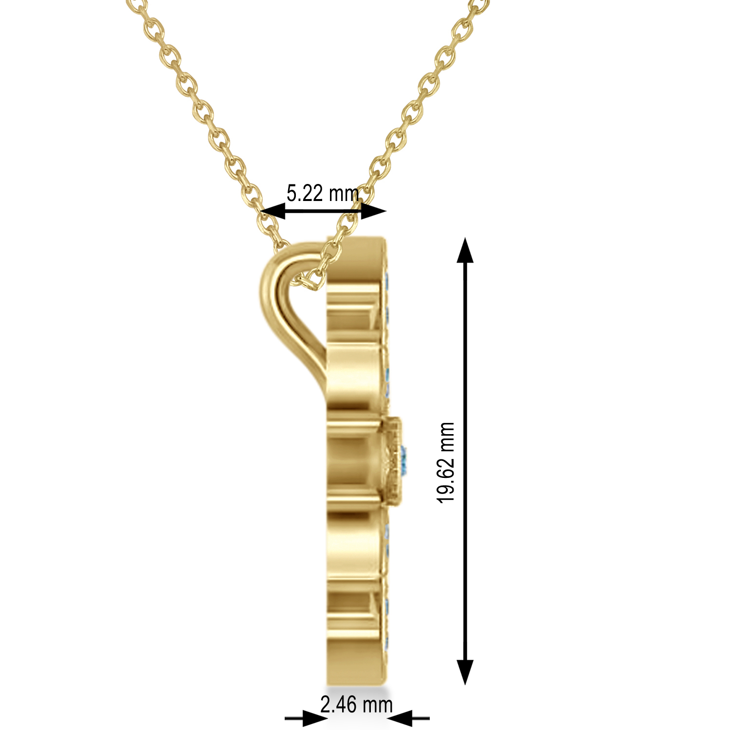 Blue & White Diamond Snowflake Necklace 14k Yellow Gold (0.29ct)