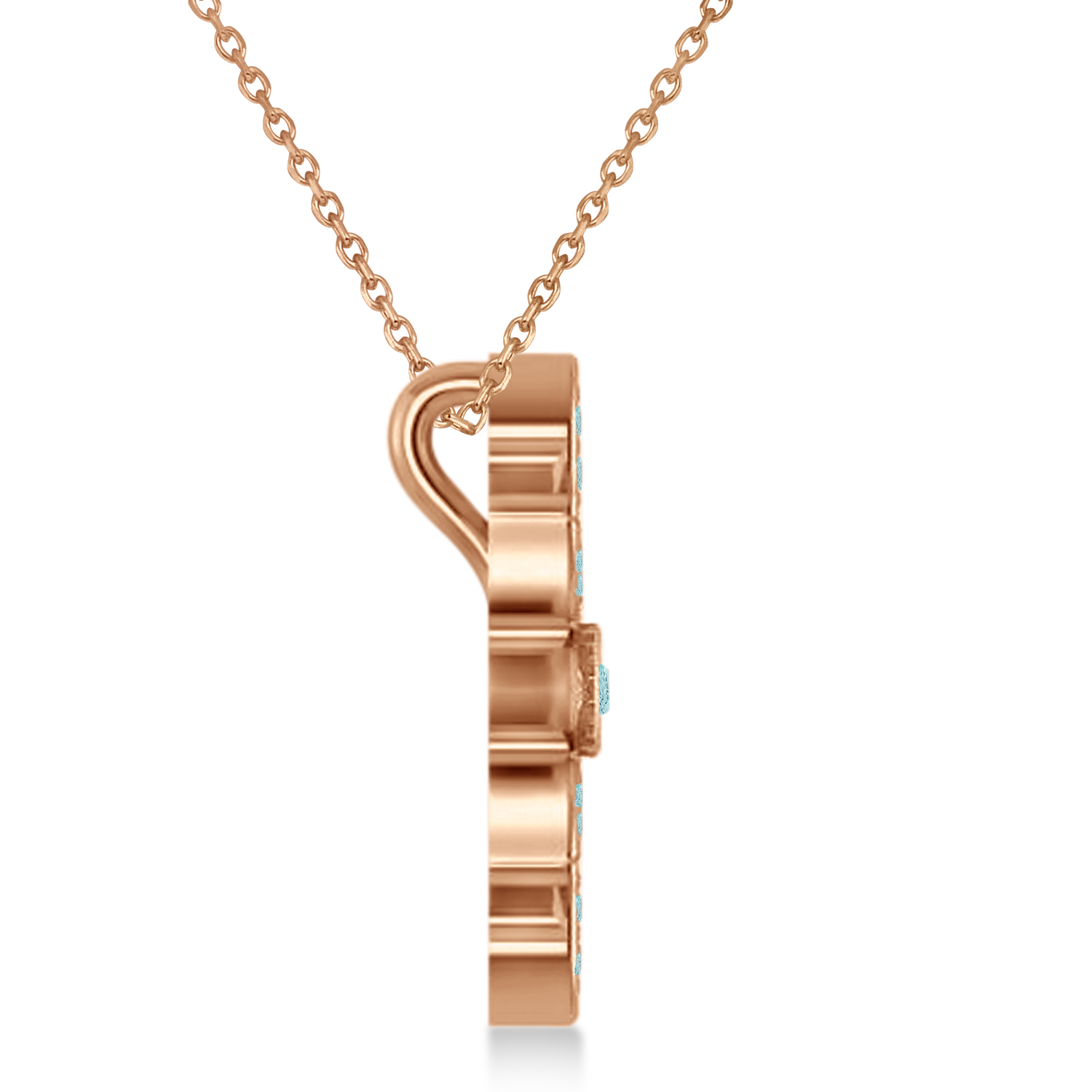 Diamond & Aquamarines Snowflake Necklace 14k Rose Gold (0.29ct)