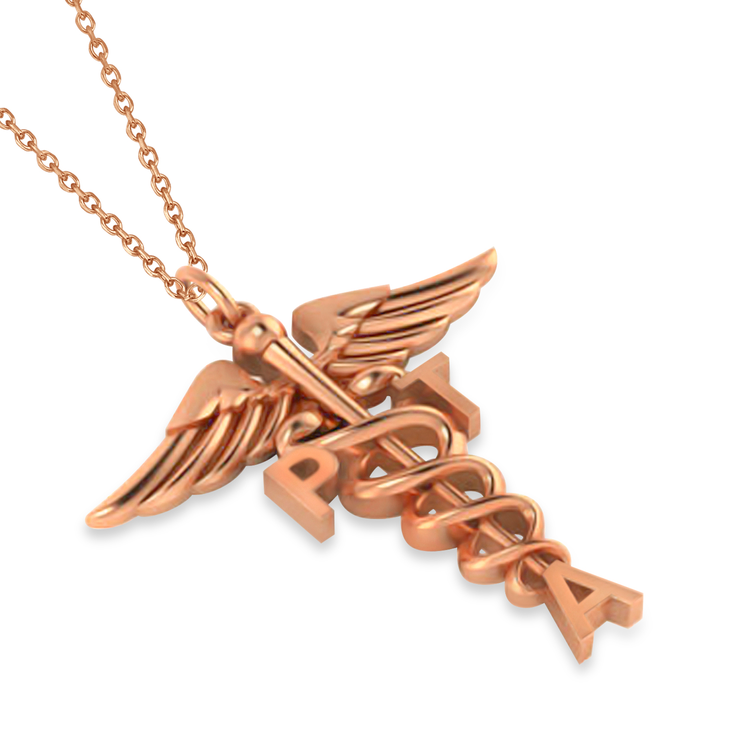 Medical PTA Symbol Pendant Necklace 14k Rose Gold