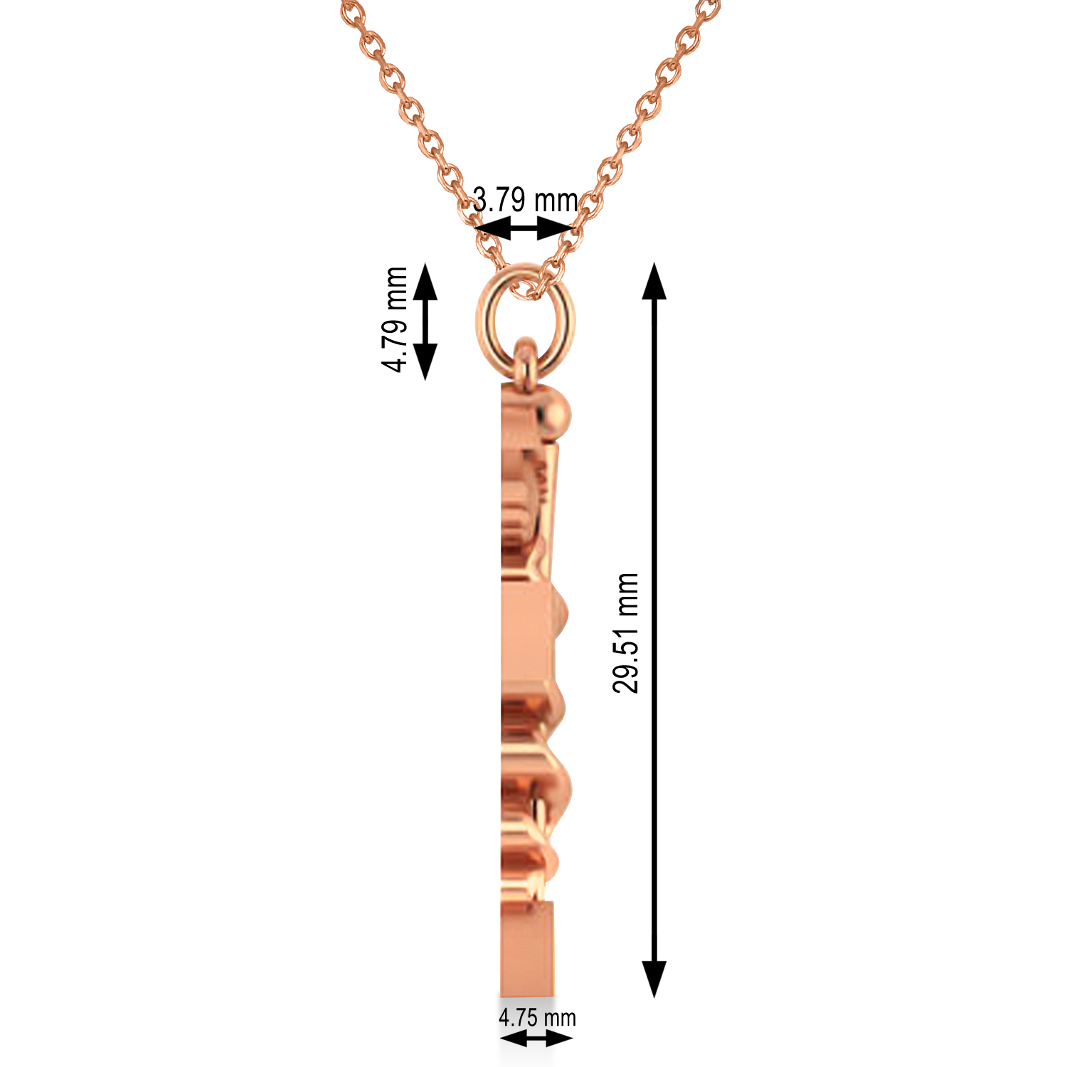 Medical PTA Symbol Pendant Necklace 14k Rose Gold