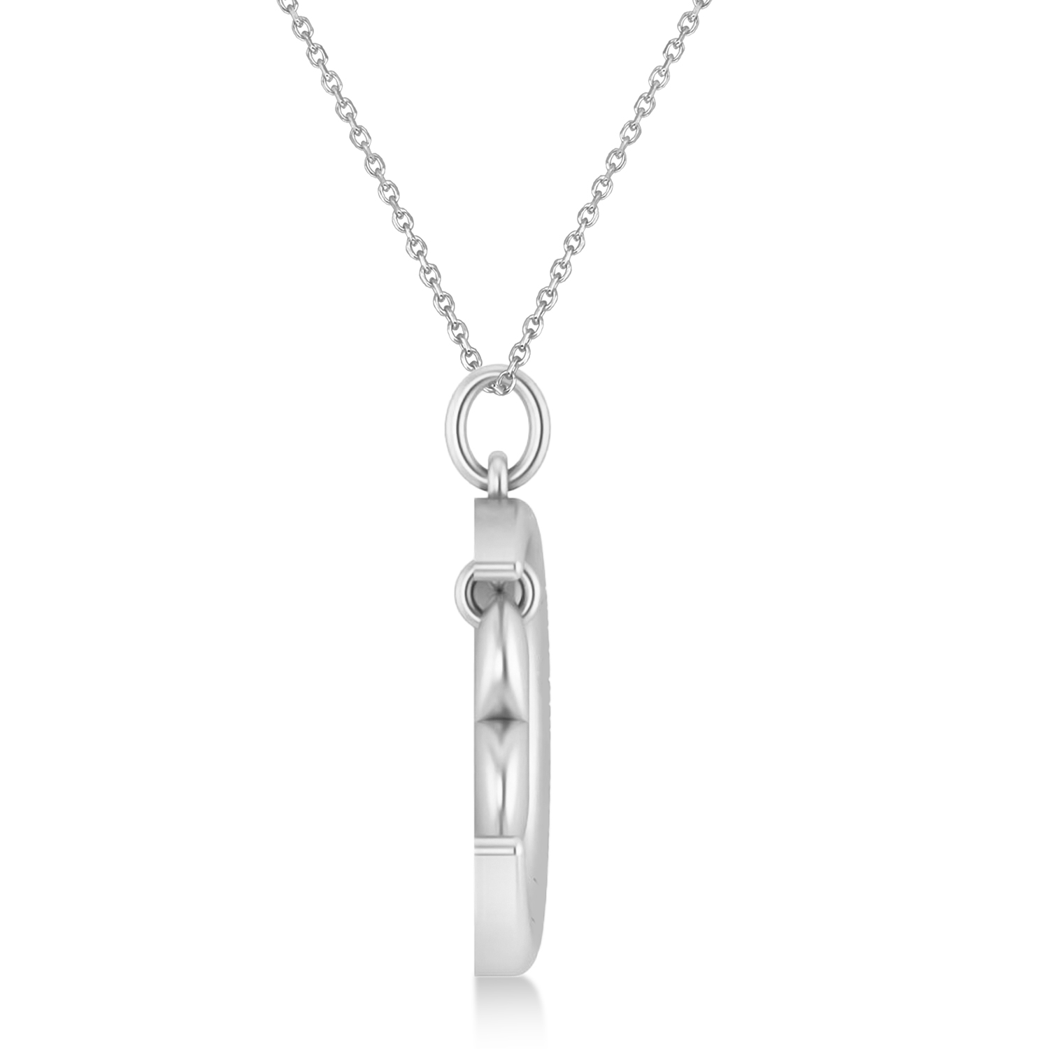 Moon with Heart Pendant Necklace 14K White Gold