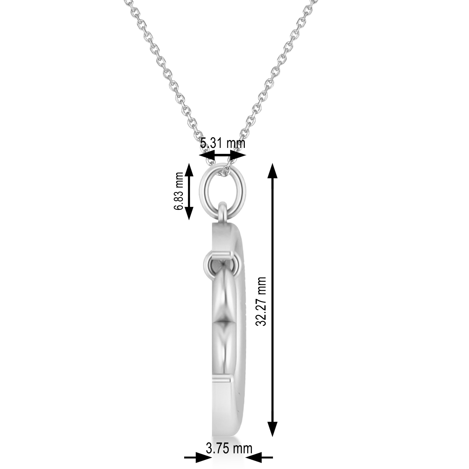 Moon with Heart Pendant Necklace 14K White Gold